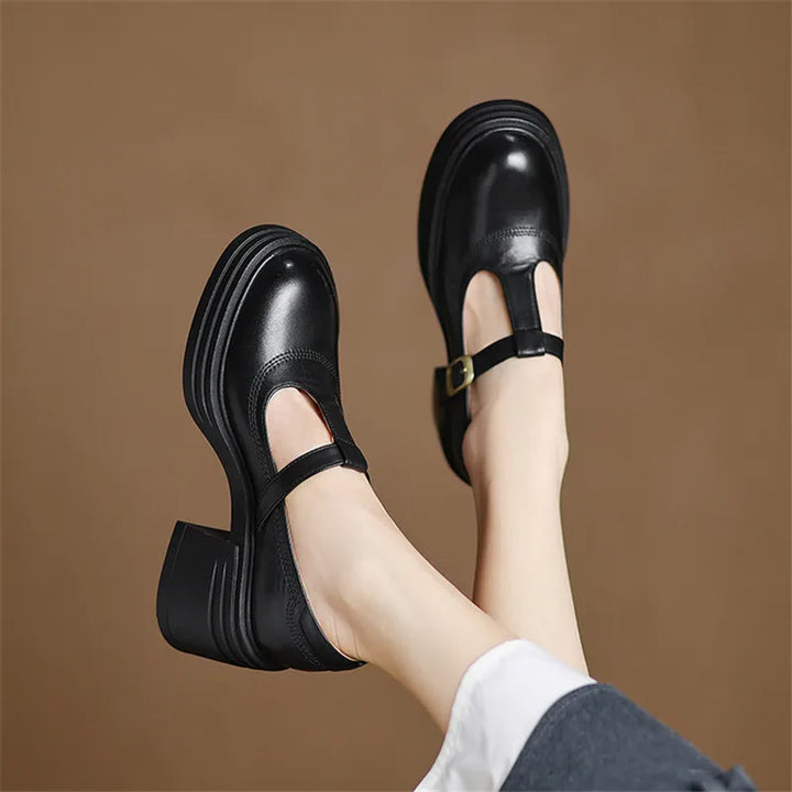 Floriane Chunky Block-Heel Mary Jane Pumps with T-Strap - image 3