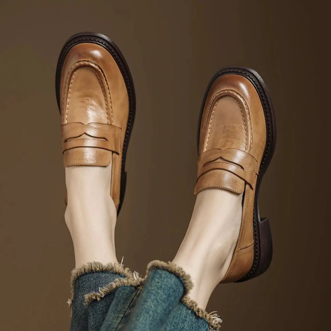 Natalie | Women's Leather T-Bar Flat Shoes image 1