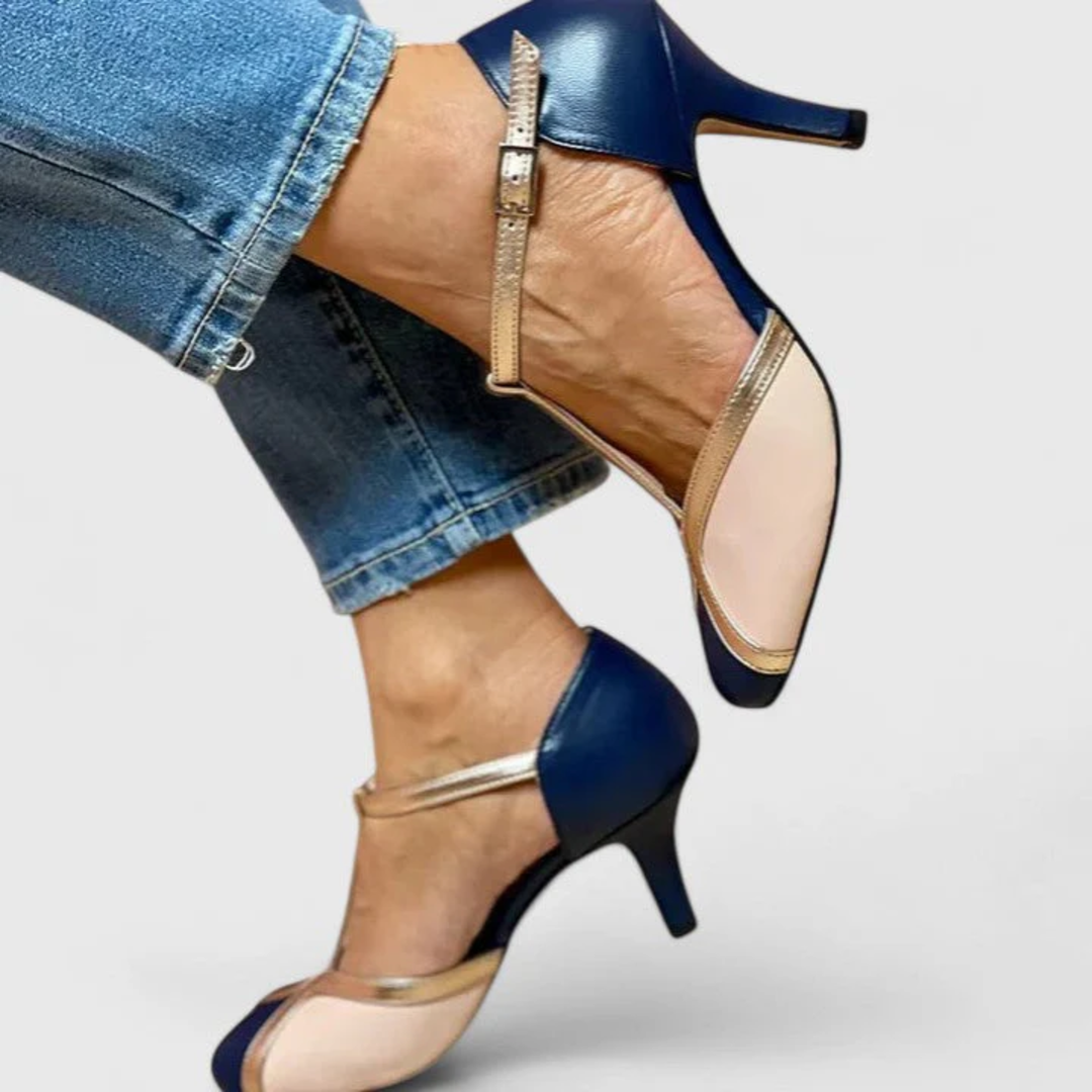 Gretchen | Women's Two-Tone T-Bar Stiletto Pumps