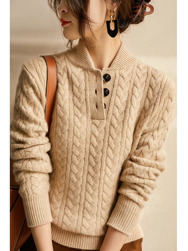 Nathalia | Women's Button-Up Cable Knit Sweater