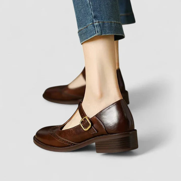 Clarissa | Women's Buckle-Strap Mary Jane Heels with Brogue Detail