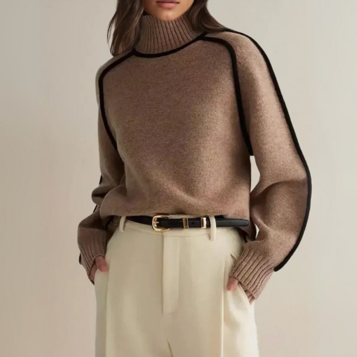 Genevieve | Women's Turtleneck Oversized Roll-Neck Jumper for Fall and Winter in Brown, image 1