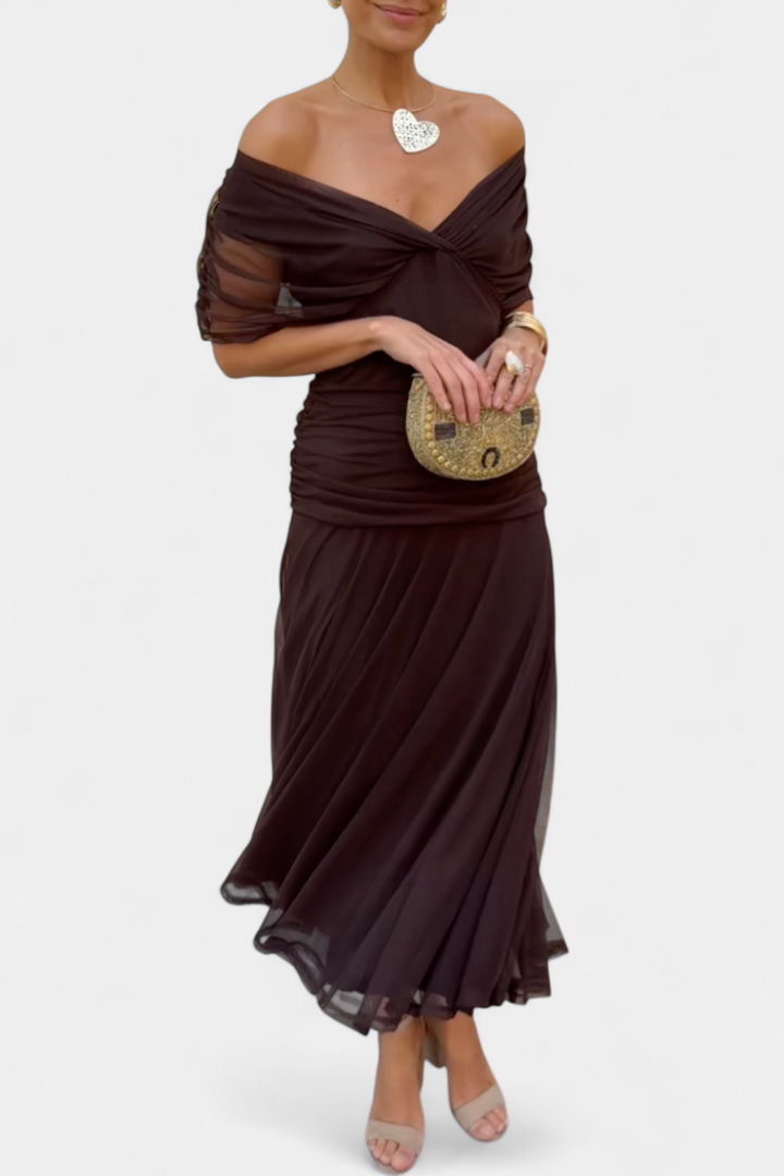 Women's Floral Pleated V-Neck Maxi Dress for Evening Wear — view 2
