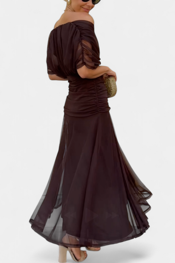 Women's Floral Pleated V-Neck Maxi Dress for Evening Wear — view 3