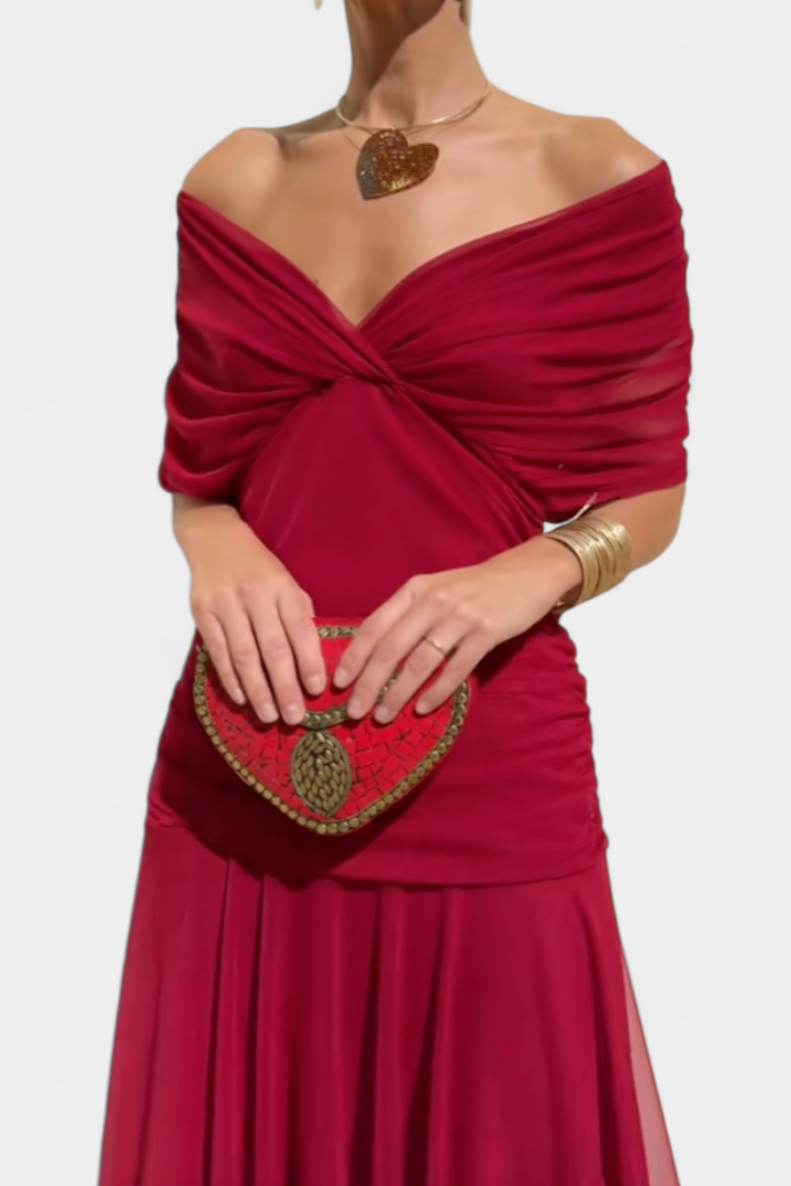 Women's Floral Pleated V-Neck Maxi Dress for Evening Wear — view 16