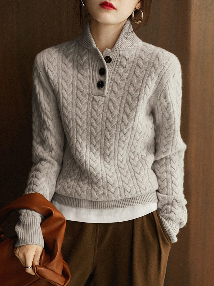 Nathalia | Women's Button-Up Cable Knit Sweater