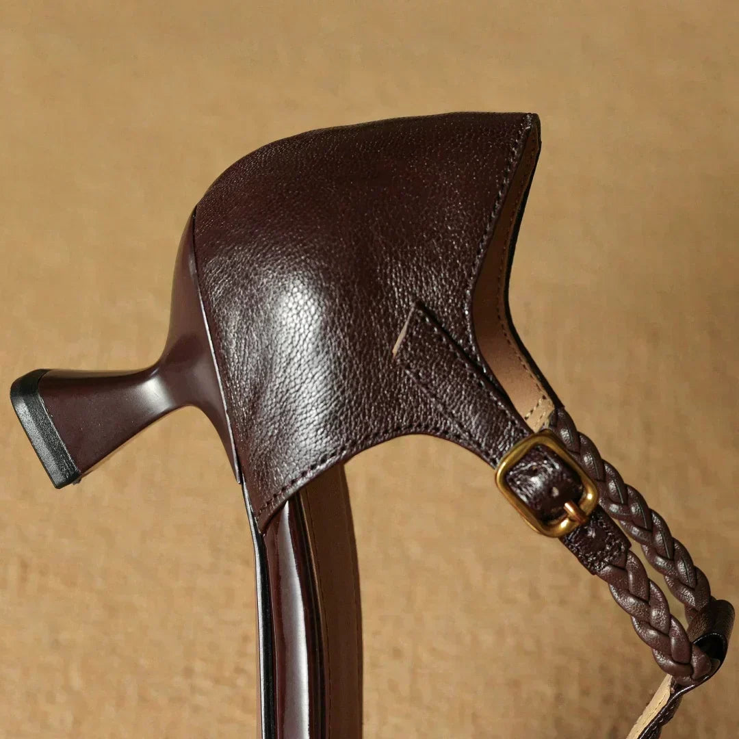Vidalia | Women's Pointed-Toe T-Strap Leather Heels, image 4