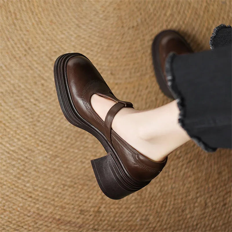 Floriane Chunky Block-Heel Mary Jane Pumps with T-Strap - image 4