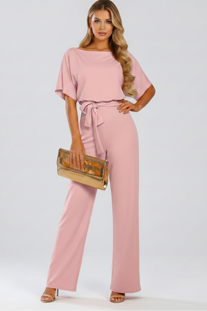 Damen Jumpsuit mit weitem Bein & Gürtel – Tailliert und strukturiert