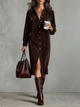 Cordula | Women's Velvet Midi Shirt Dress with Button-Down Front