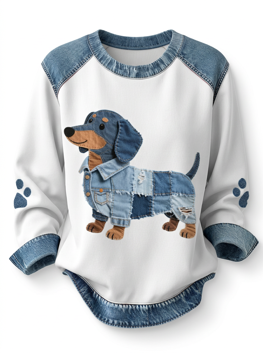 Dorit Denim Patchwork Dog Sweatshirt - image 2