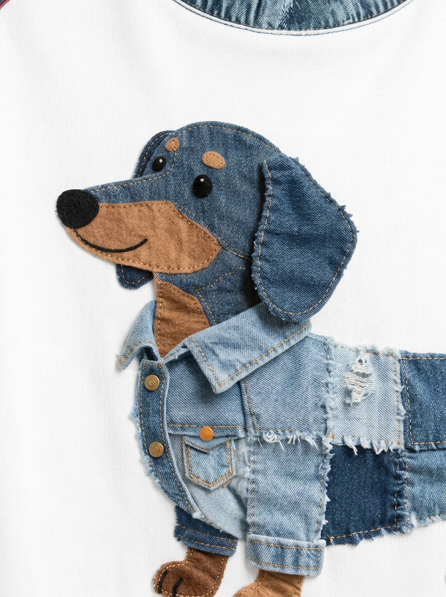 Dorit Denim Patchwork Dog Sweatshirt - image 3