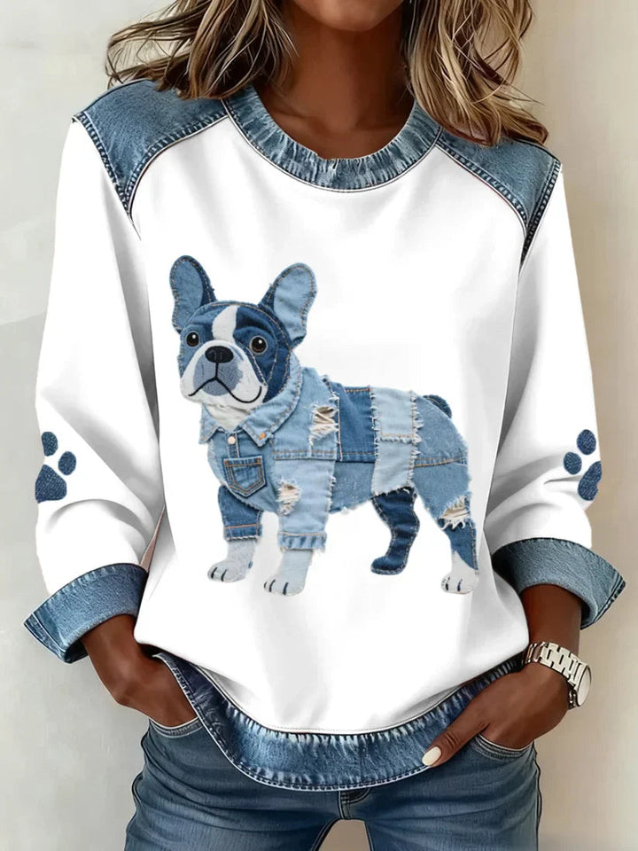 Dorit Denim Patchwork Dog Sweatshirt - image 5