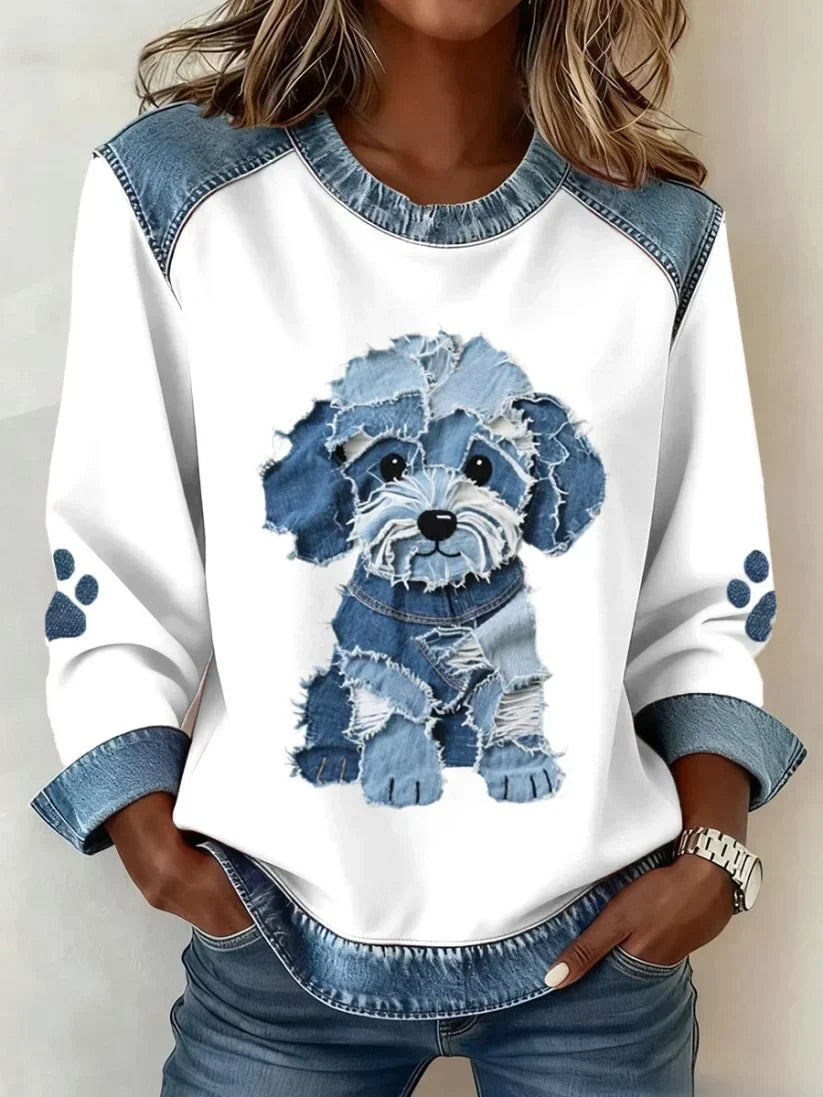 Dorit Denim Patchwork Dog Sweatshirt - image 6