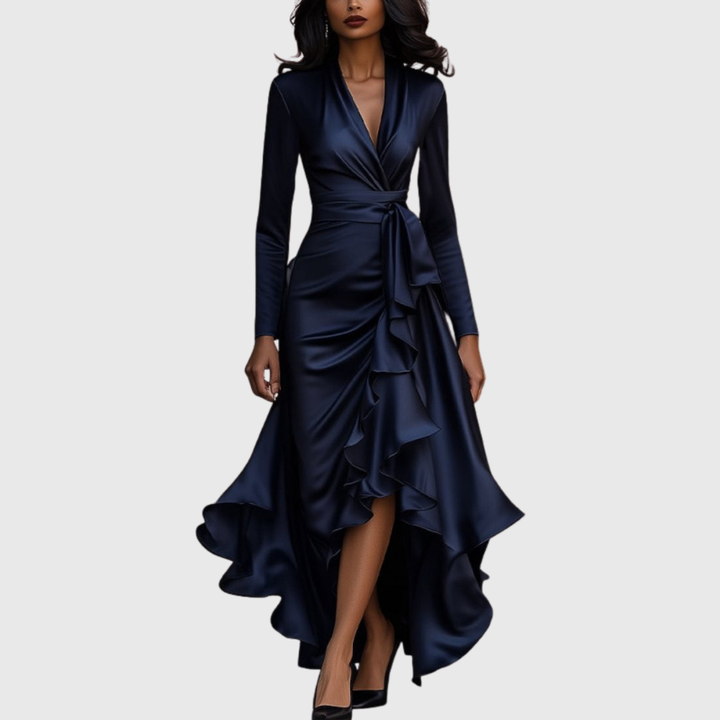 Blanchefleur | Women's Wrap V-Neck Long Sleeve Maxi Dress