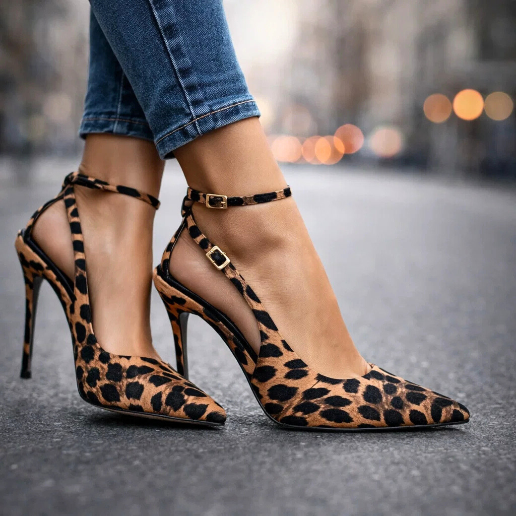 Tamsine Animal-Print Pointed-Toe Ankle-Strap Heels - image 4