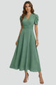 Midikleid für Damen mit V-Ausschnitt & kurzen Ärmeln – Elegantes Tages- & Anlasskleid
