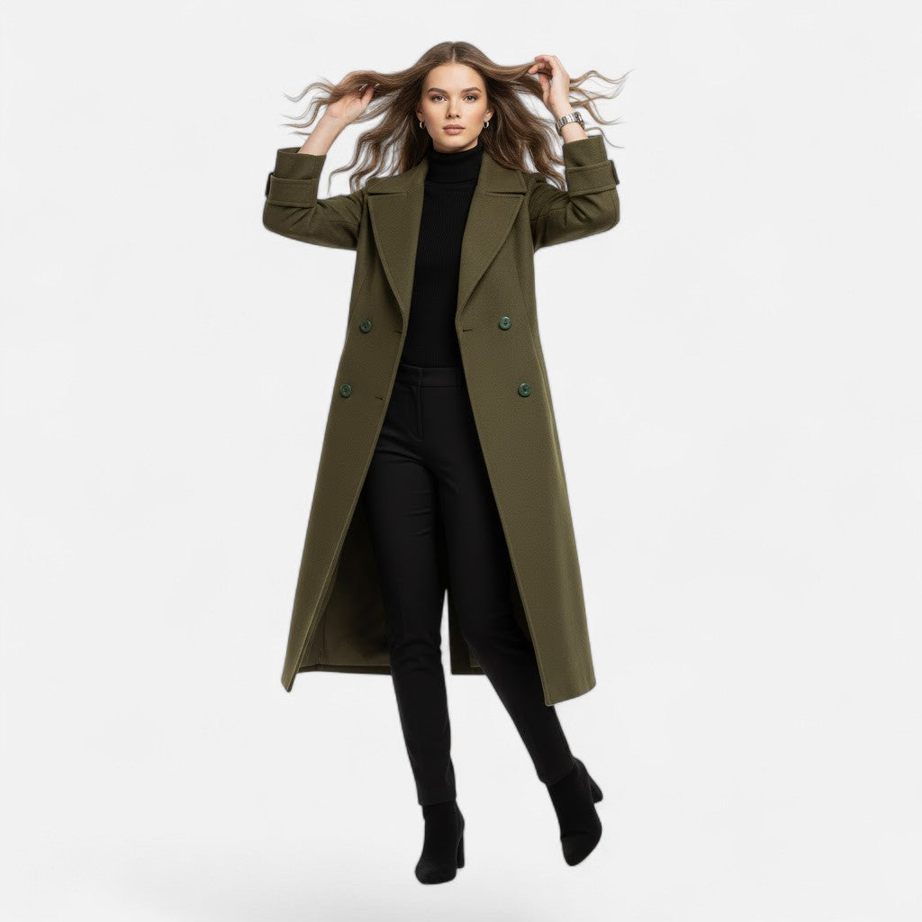 Adelheide | Women's Double-Breasted Cashmere-Blend Slim Coat