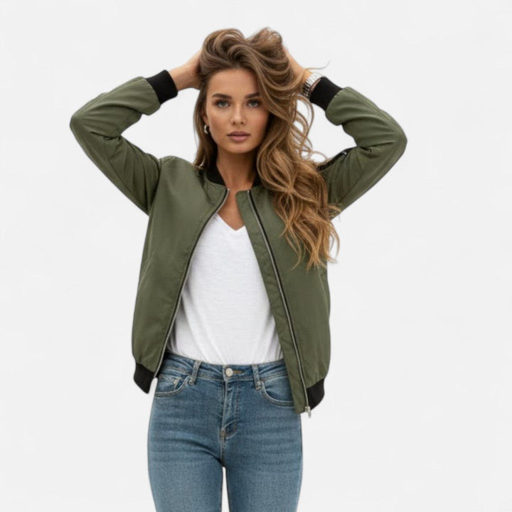 Ximena | Women's Vintage-Inspired Zip Bomber Jacket