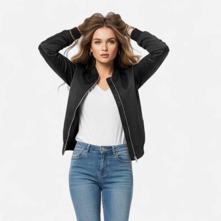 Ximena | Women's Vintage-Inspired Zip Bomber Jacket