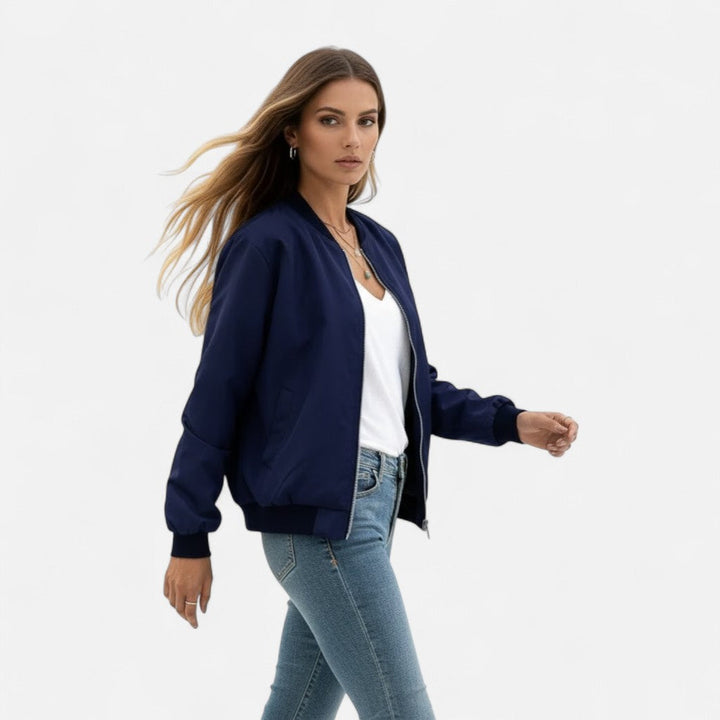 Ximena | Women's Vintage-Inspired Zip Bomber Jacket