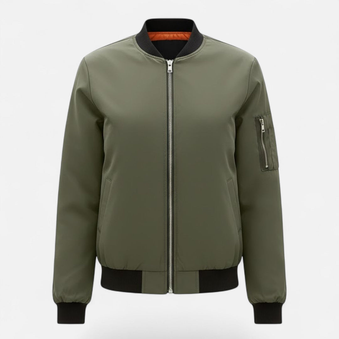 Ximena | Women's Vintage-Inspired Zip Bomber Jacket