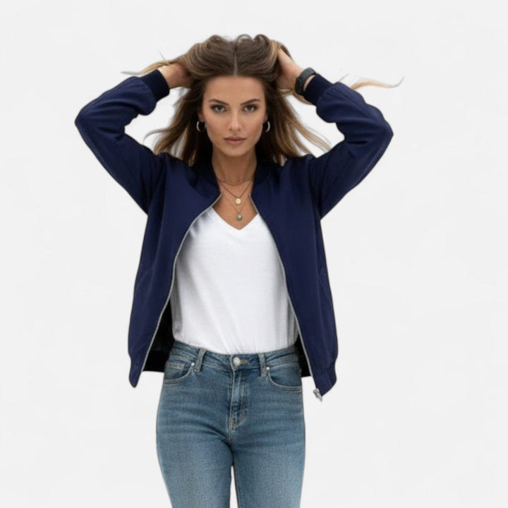 Ximena | Women's Vintage-Inspired Zip Bomber Jacket