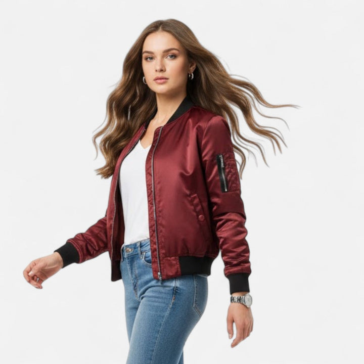 Ximena | Women's Vintage-Inspired Zip Bomber Jacket
