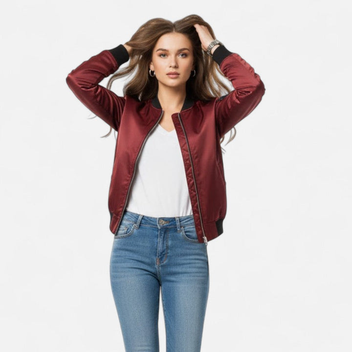 Ximena | Women's Vintage-Inspired Zip Bomber Jacket