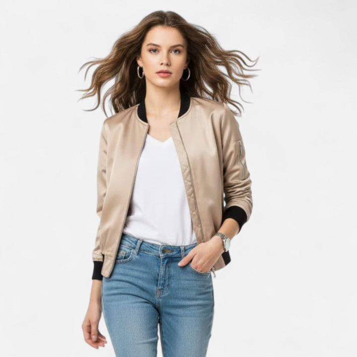 Ximena | Women's Vintage-Inspired Zip Bomber Jacket