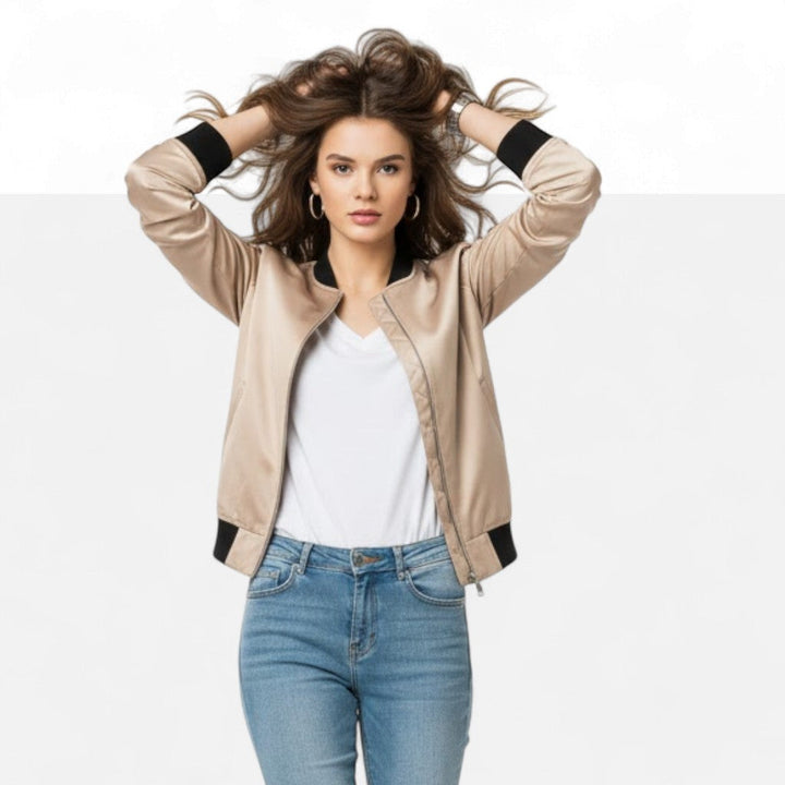 Ximena | Women's Vintage-Inspired Zip Bomber Jacket
