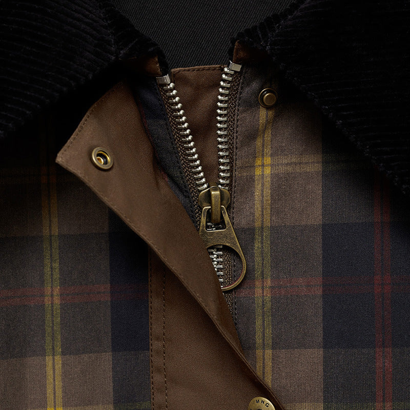 Jacquenetta | Women's Plaid Button-Down Jacket with Faux Fur Collar