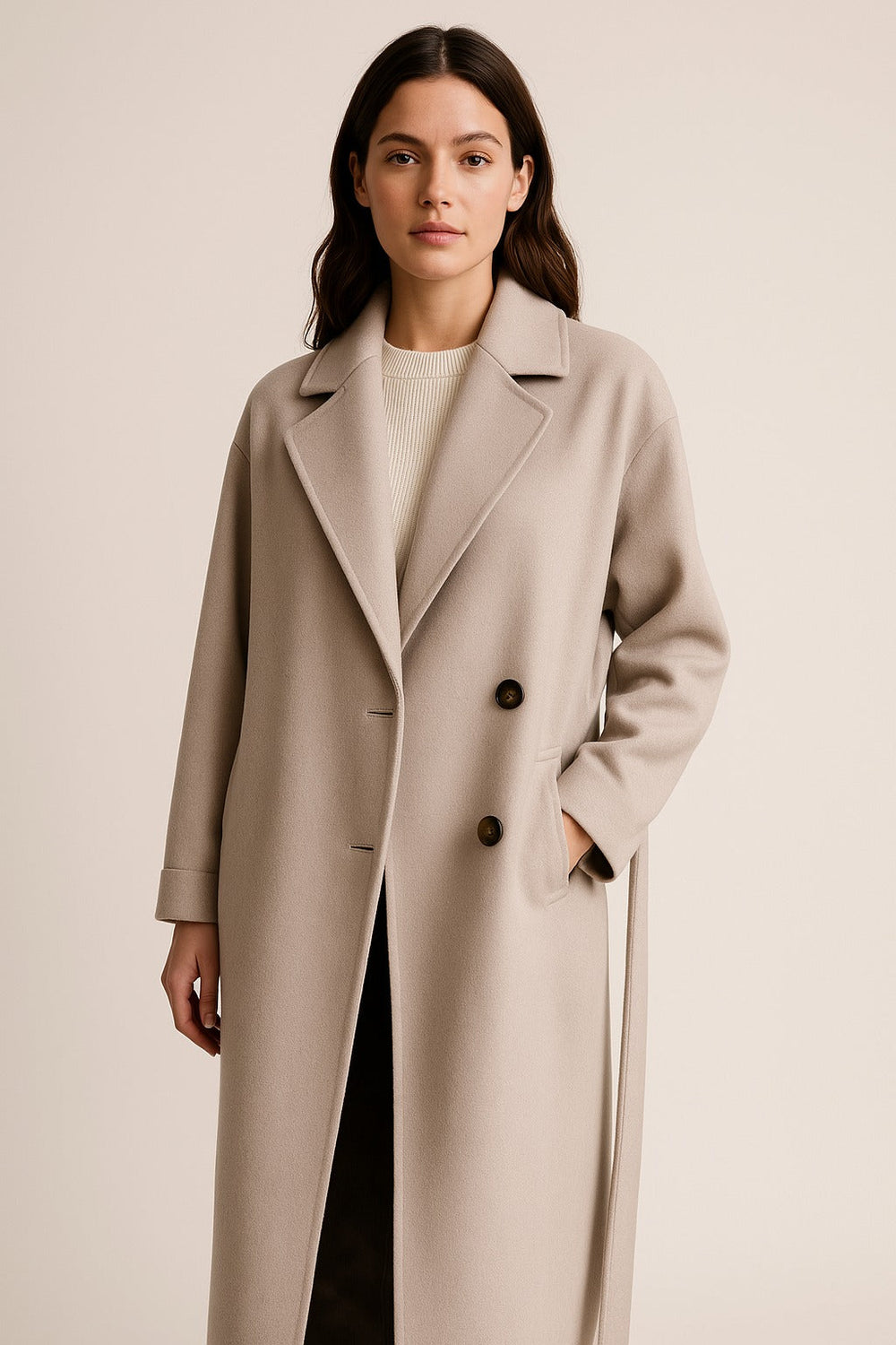Florence | Women's Belted Oversized Trench Coat for Everyday Wear in Off White, image 1