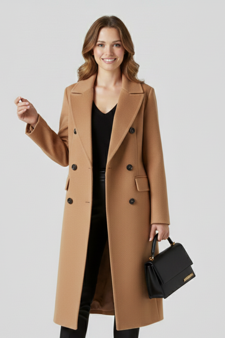 Eliora | Women Coat with Lapel Collar and Button Closure