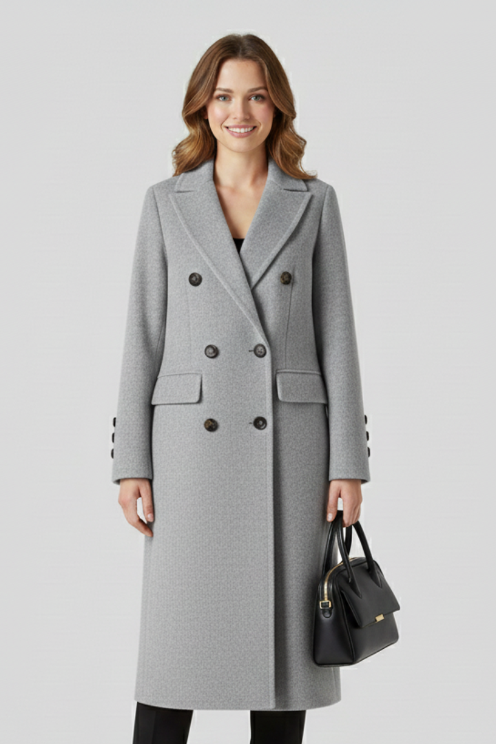 Eliora | Women Coat with Lapel Collar and Button Closure