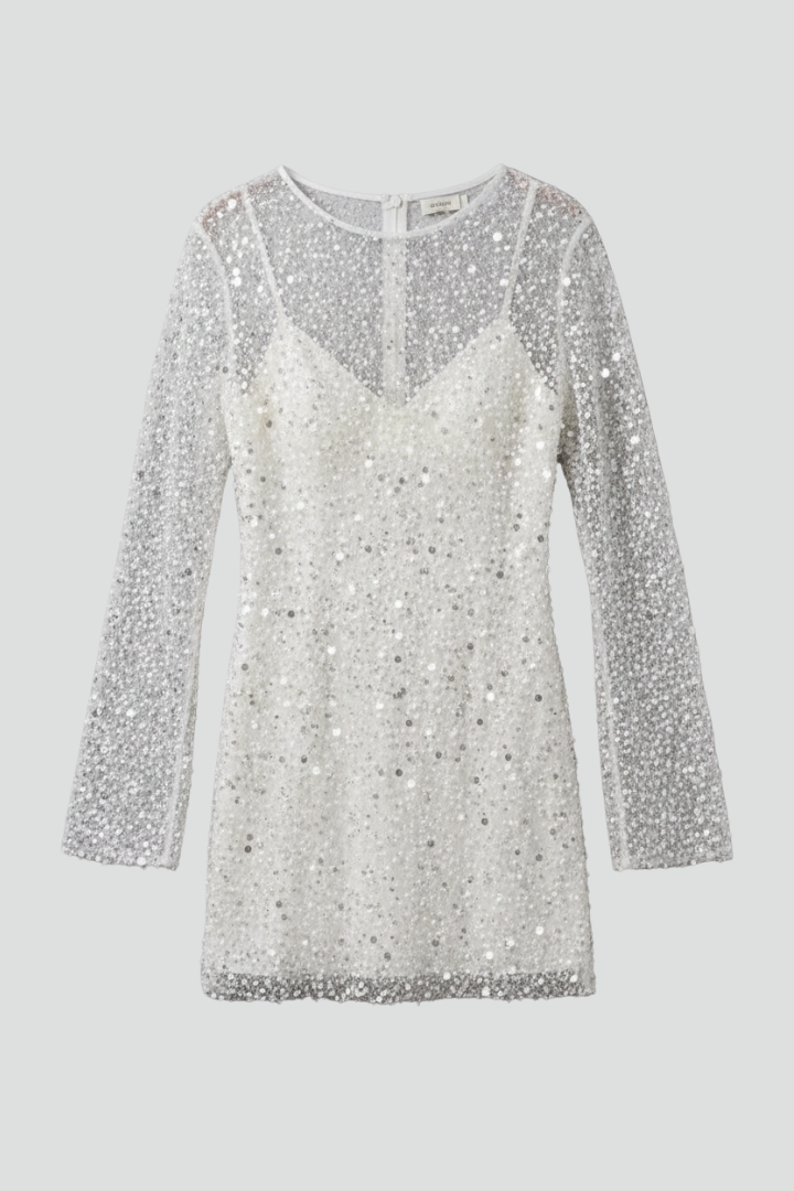 Mini Dress with Mesh Overlay and Sleeveless Underlayer