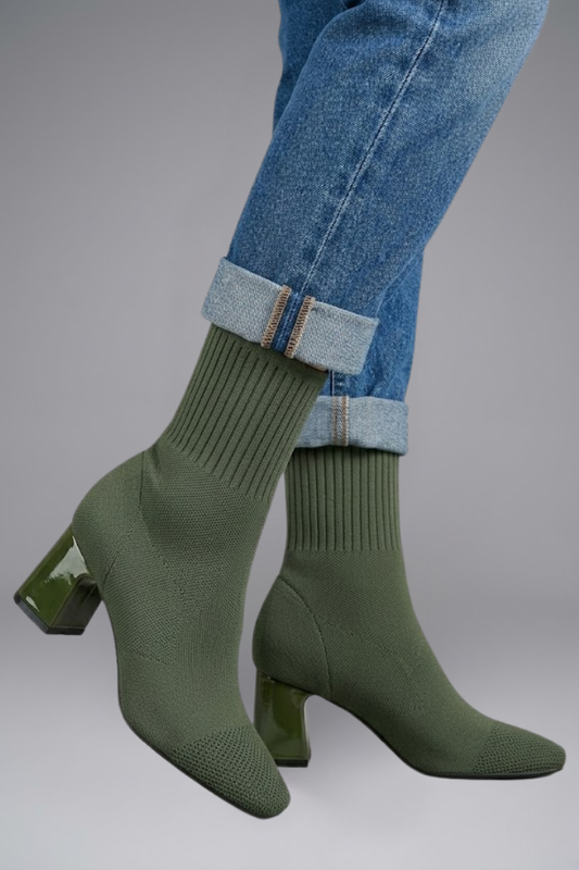 Bridget | Women's Ankle Boots with Ribbed Stretch Collar for Fall