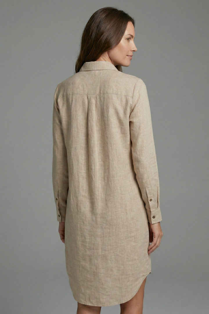 Women’s Beach Shirt Dress with Collar and Button Fastening