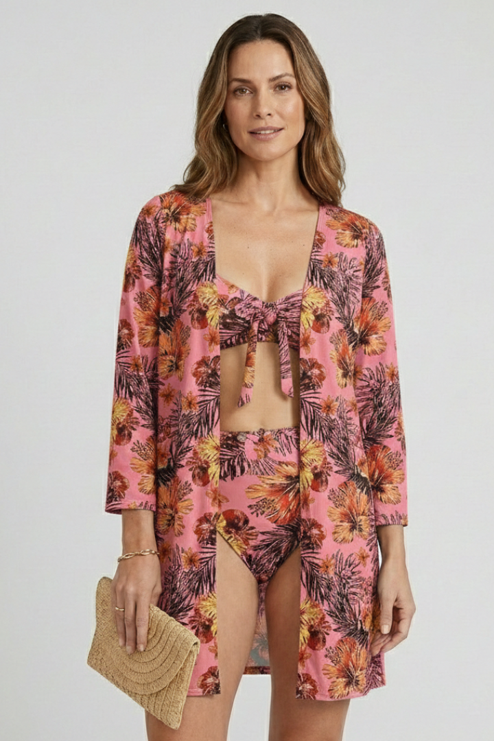 Women’s Bikini Set with Tie Top and Cover-Up