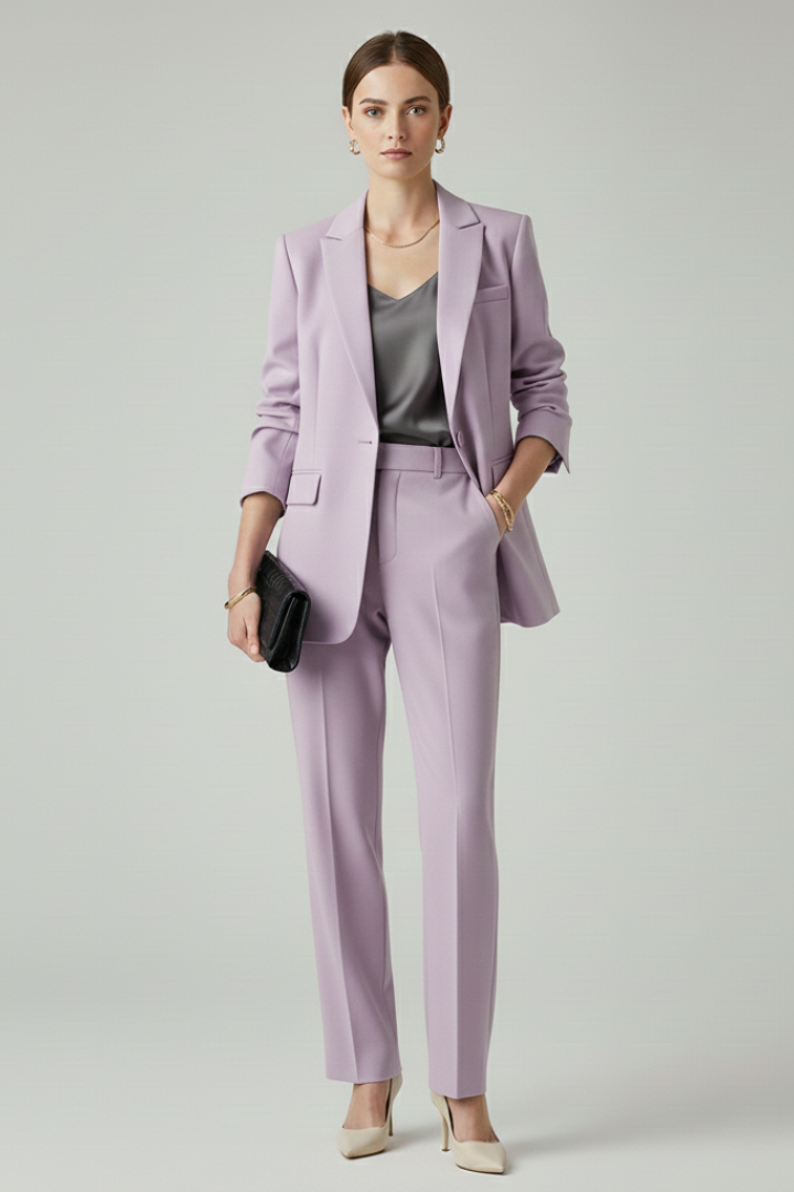 Anzug-Set für Damen – Figurbetontes Blazer & gerade Hose für Business
