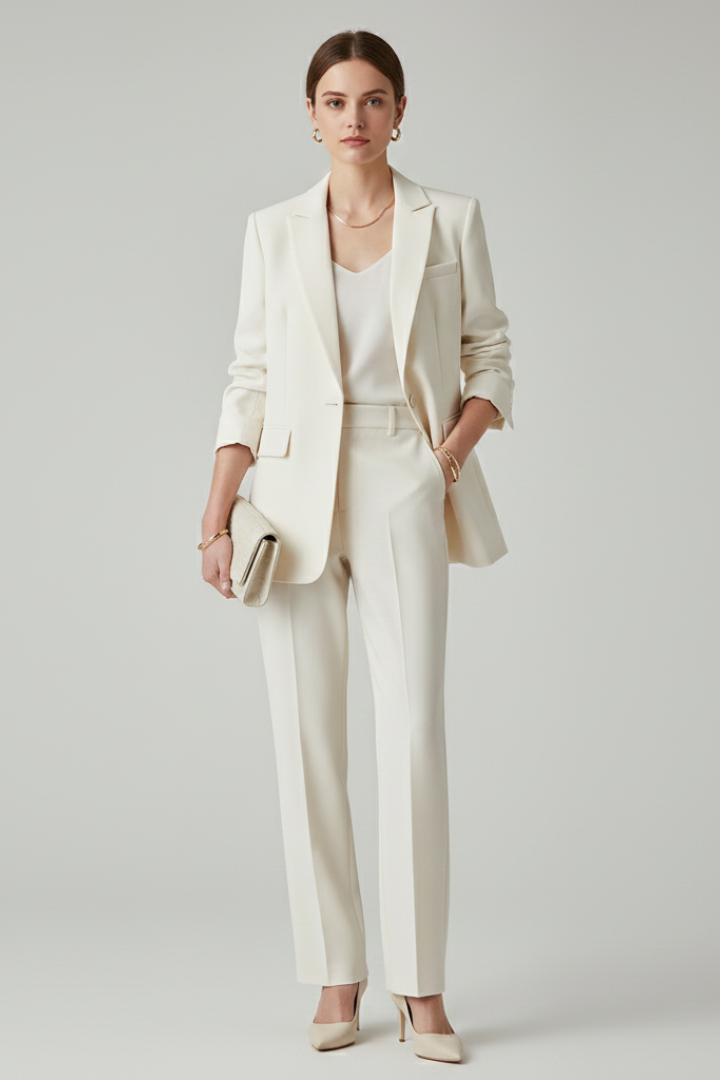 Anzug-Set für Damen – Figurbetontes Blazer & gerade Hose für Business