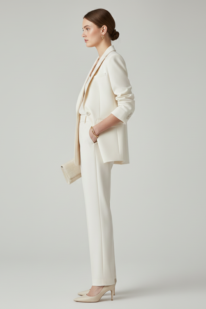 Anzug-Set für Damen – Figurbetontes Blazer & gerade Hose für Business