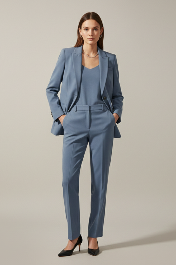 Doriana | Women’s Blazer and Trousers Set with Notched Lapel and Straight Legs