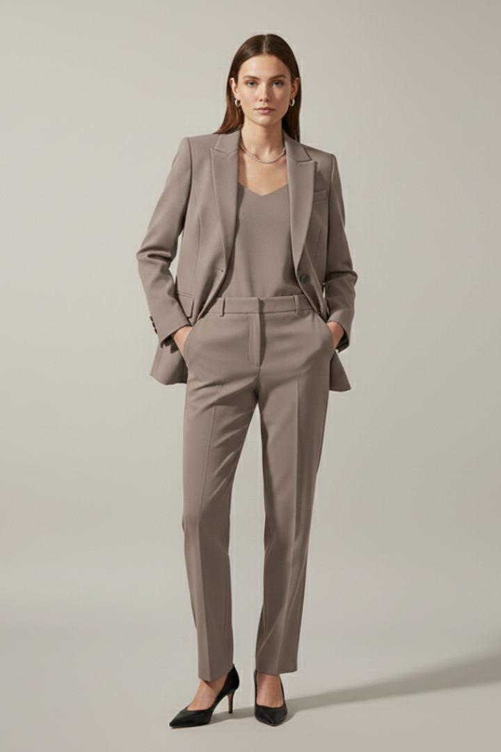 Doriana | Women’s Blazer and Trousers Set with Notched Lapel and Straight Legs