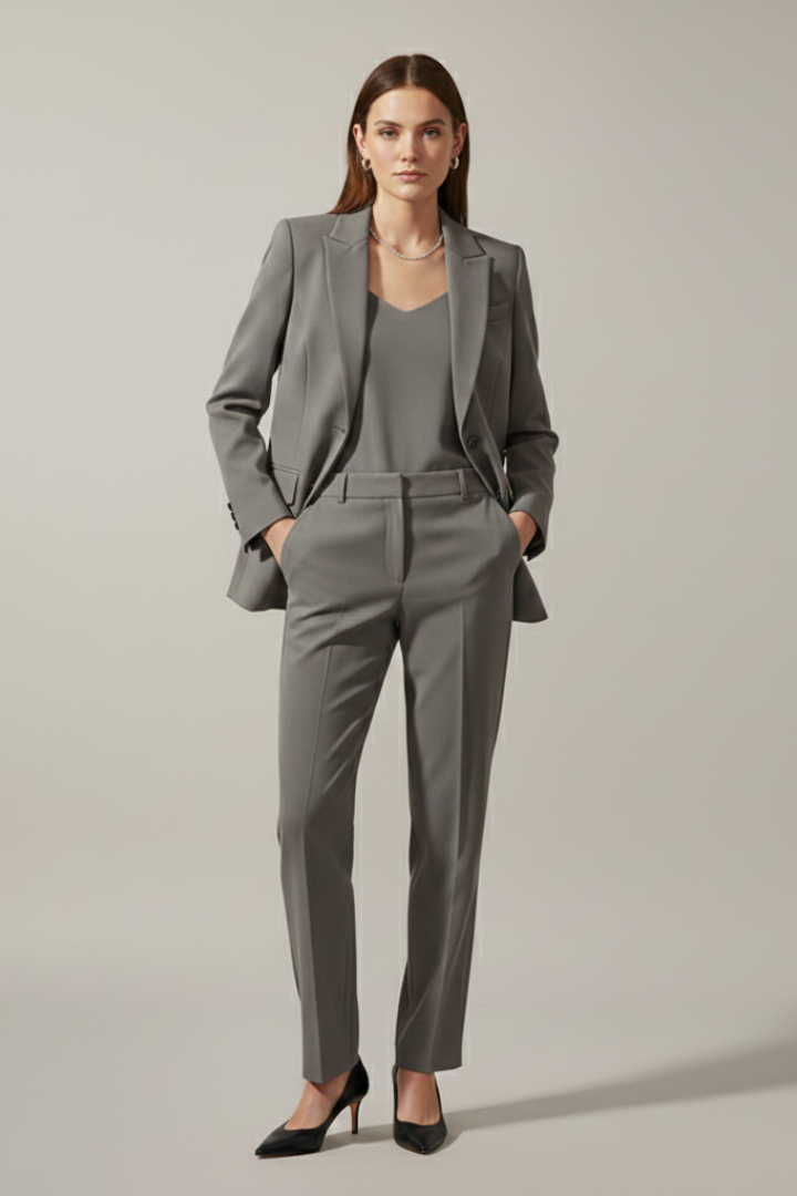 Doriana | Women’s Blazer and Trousers Set with Notched Lapel and Straight Legs