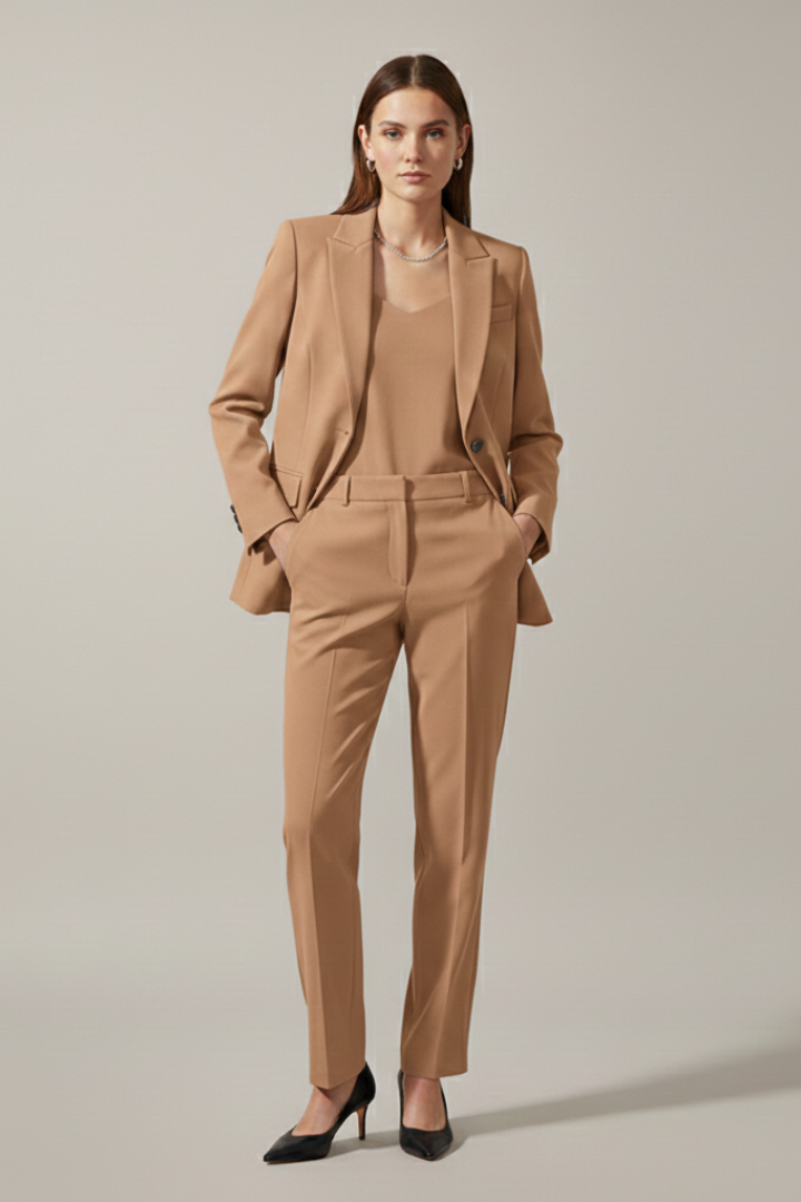 Doriana | Women’s Blazer and Trousers Set with Notched Lapel and Straight Legs