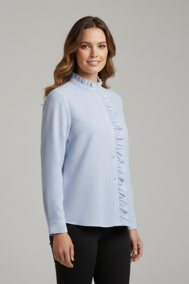 Caelia | Women’s Blouse with Button Fastening and Ruffle Trim