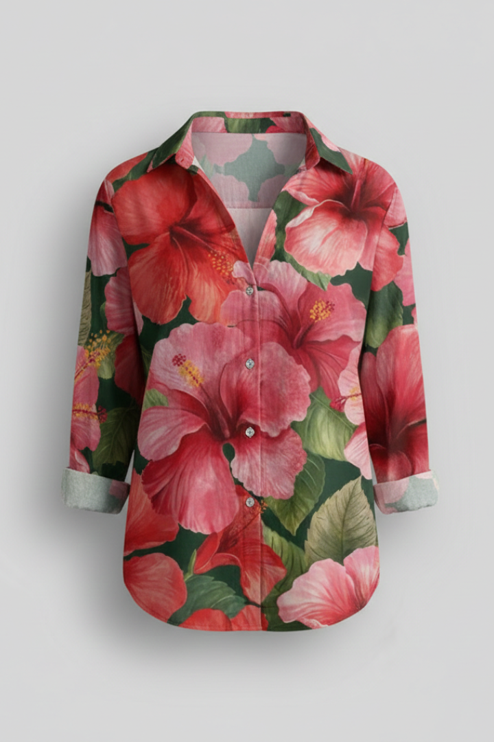 Dame Bluse med V-udskæring og Med print Overflade