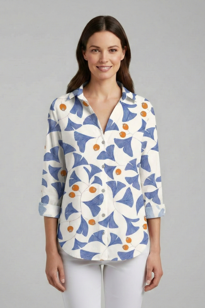 Dame Bluse med V-udskæring og Med print Overflade