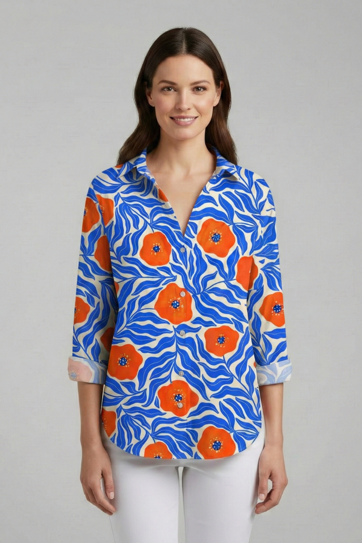 Dame Bluse med V-udskæring og Med print Overflade